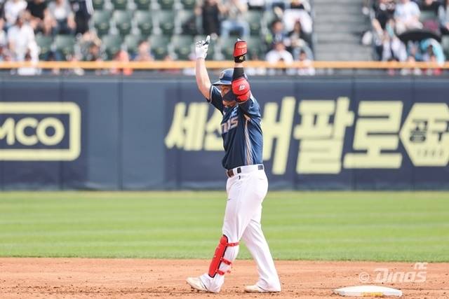 11일 두산 더블헤더 1차전에서 맹활약을 펼친 안중열. 사진=NC 제공
