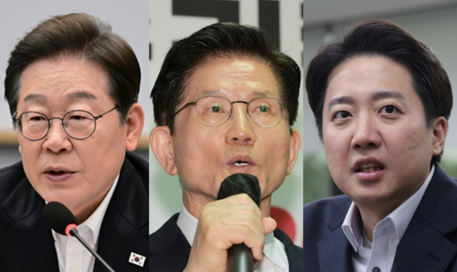 왼쪽부터 더불어민주당의 이재명, 국민의힘의 김문수, 개혁신당의 이준석 대선 후보, 연합뉴스