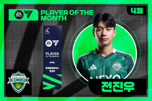 전진우 4월 이달의선수상 수상 사진. 한국프로축구연맹 제공