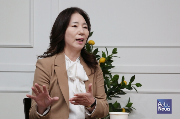 신미숙 한국유치원총연합회 이사장은&nbsp;유아 1인당 100만 원 수준의 지원을 실현하는 것이 임기 중 꼭 이루고 싶은 목표 중의 하나라고 강조했다. 이효상 기자 ⓒ베이비뉴스