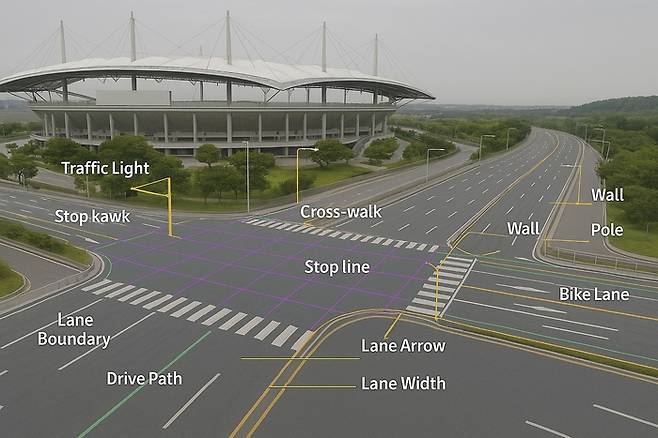 서울형 자율주행 정밀도로지도 예시. 자료=서울시 제공