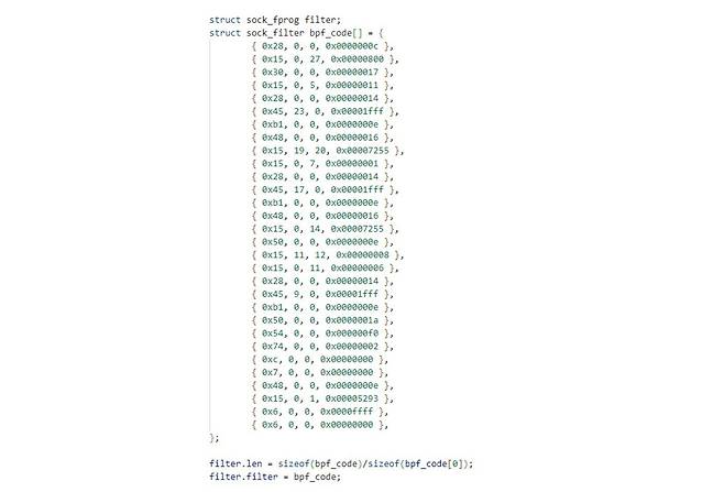 BPF도어가 등록하는 BPF 필터 / 출처=안랩