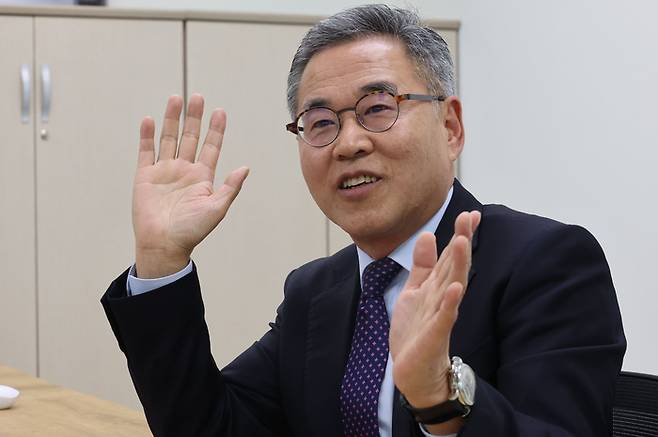 김승수 카티스 대표가 매일경제와 인터뷰 하고 있다. [이승환 기자]