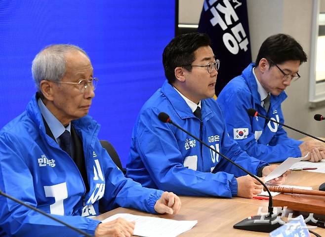 더불어민주당 박찬대 총괄선거대책위원장이 발언하고 있다. 황진환 기자