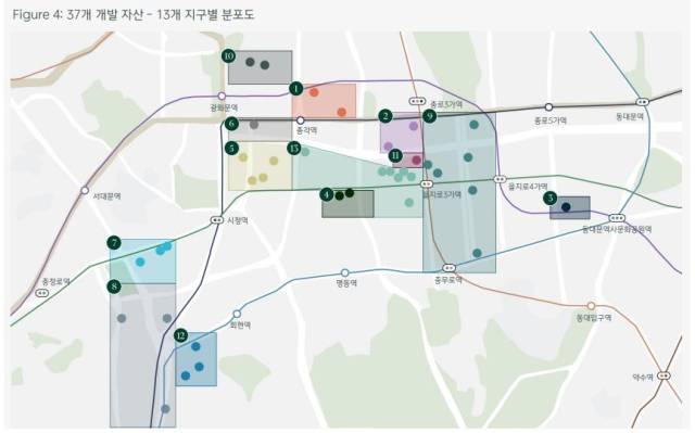 중심권역(CBD) 구역별 개발 지도. 사진=CBRE코리아 제공
