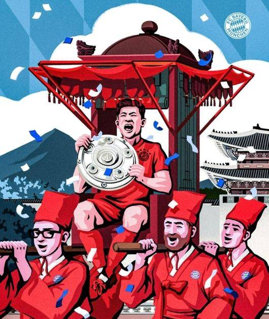 ▲ 김민재가 혹사 논란과 그에 따른 경기력 저하, 이적설로 시즌 말미 입길에 오르긴 했지만 바이에른 뮌헨의 통산 34번째 독일 분데스리가 우승에 일조했다. 유럽클럽대항전에선 데뷔골을 쏘아 올리는 등 개인 전과 역시 적지 않았다. 우승 세리머니에 주축으로 참여할 자격이 충분했다. ⓒ 바이에른 뮌헨