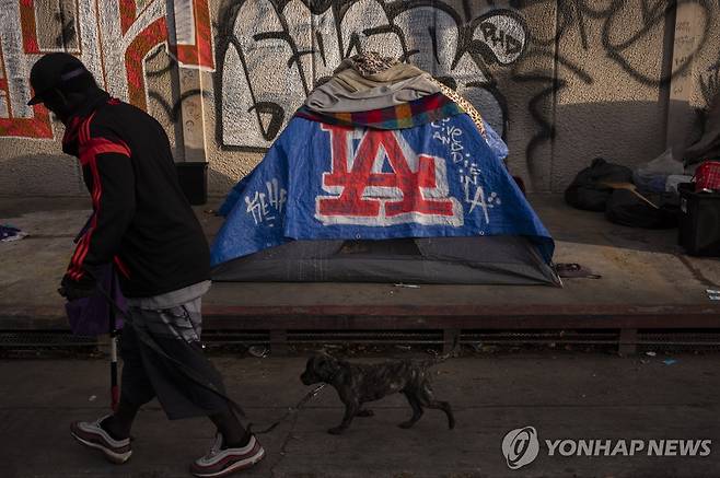 미 LA 시내 점령한 노숙자 텐트 [AP 연합뉴스 자료사진. 재판매 및 DB 금지]