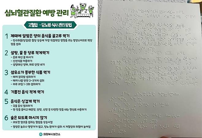 의정부시, 전국 첫 점자 영양 교육자료 제작 [의정부시 제공. 재판매 및 DB 금지]