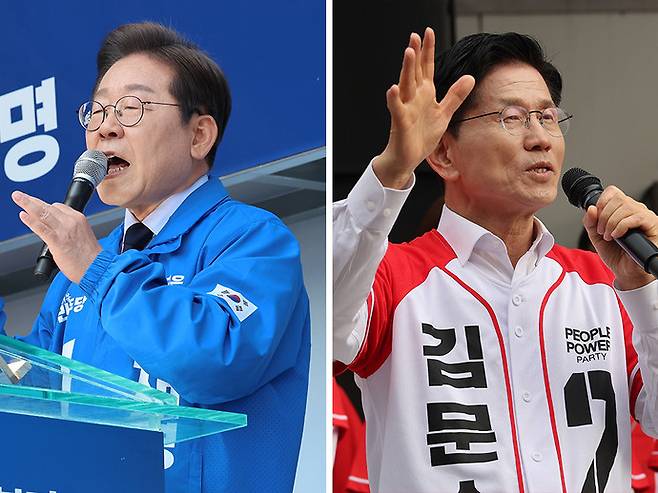 (왼쪽부터) 이재명 더불어민주당 대선후보, 김문수 국민의힘 대선후보. 사진=연합뉴스