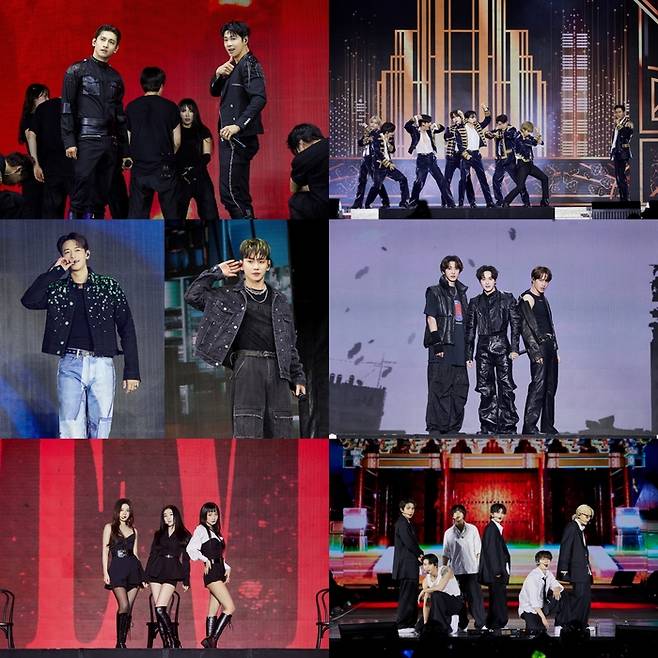 SMTOWN LIVE 2025 멕시코시티, LA 공연 동방신기(맨위 왼쪽), 슈퍼주니어, 샤이니, 엑소, 레드벨벳, NCT 127. 사진 | SM엔터테인먼트