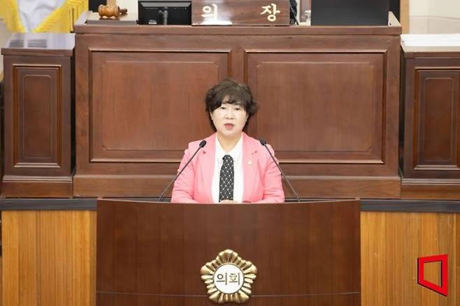 경북 구미시의회 장미경 의원(국민의힘·선산·무을·옥성·도개)5분 자유발언을 하고 있다.