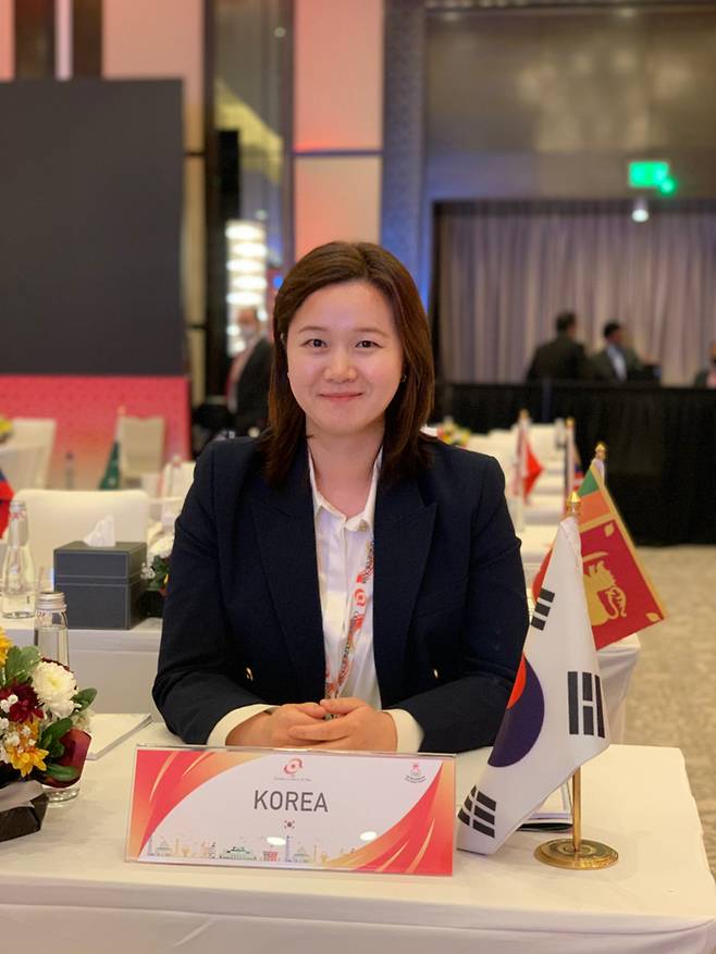 박주희 ISF 이사장이 OCA 집행위원에 선임됐다. 사진은 OCA 총회에 참석한 박주희 이사장.  ISF
