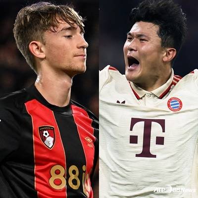 딘 하위선(왼쪽)과 김민재. /AFPBBNews=뉴스1