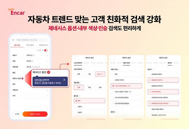 엔카닷컴 ‘제네시스 옵션 검색’ 기능 (이미지 제공=엔카닷컴)