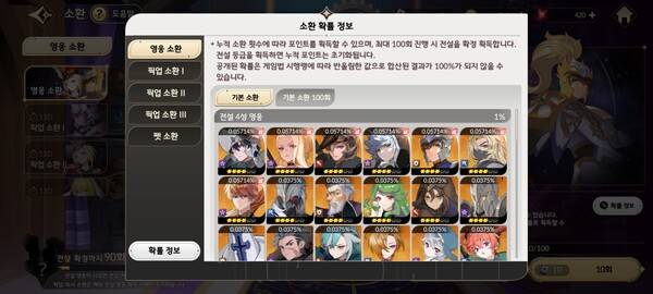 - 일반 소환엔 픽업 영웅이 아예 배제돼 있다