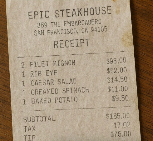 챗GPT로 생성한 가짜 영수증. 엑스(X)