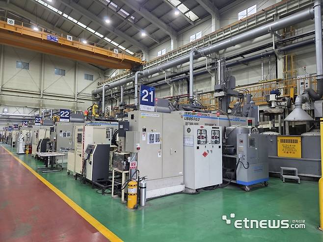 세아메카닉스가 북미향 ESS 프로젝트 부품을 생산하기 위해 신규 증설한 공장과 새로 도입한 다이캐스팅 설비.