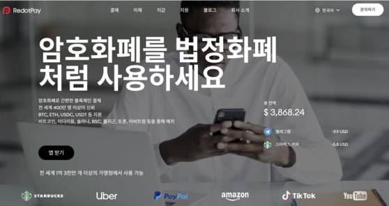 한국에 상륙한 ‘레돗페이’. 레돗페이 홈페이지