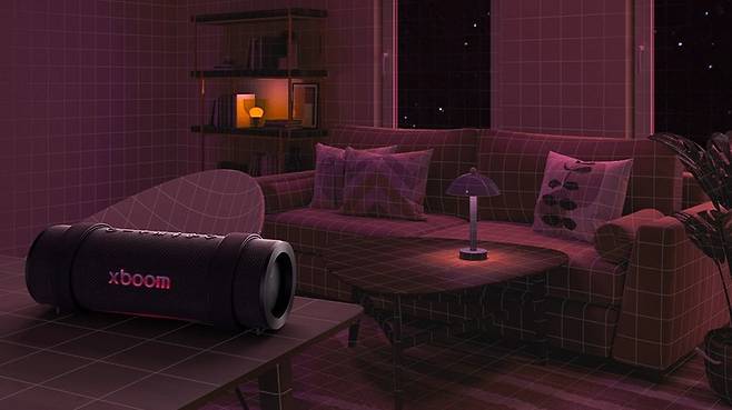 LG전자 엑스붐 그랩이 공간인식사운드를 가동하는 예시. LG전자 제공