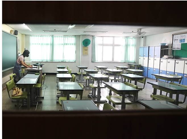 경기도에 위치한 한 고등학교 교실 사진.  사진은 기사 내용과 관련 없음.  [연합뉴스]