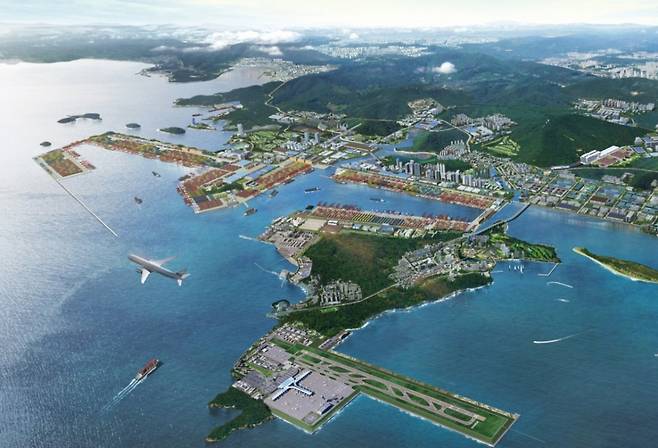 진해신항과 가덕도신공항 조감도./제공=창원특례시