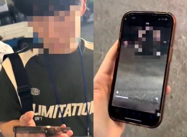 중국 상하이 모터쇼에서 여성을 불법 촬영한 부산 한 고등학교 남학생 신상이 중국에서 퍼지고 있다. 사진은 중국 여성을 몰래 촬영한 부산 한 고등학생의 모습(왼쪽)과 고등학생이 촬영한 여성의 모습(오른쪽). /사진=현지 매체 캡처