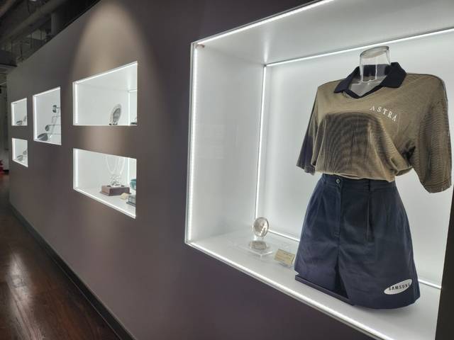 박세리가 1998년 열린 미국 여성 오픈에서 우승할 당시 입었던 유니폼이 ‘세리박 위드 용인’(경기 용인시 처인구 마평동)에 전시돼있다. 용인=박성훈 기자