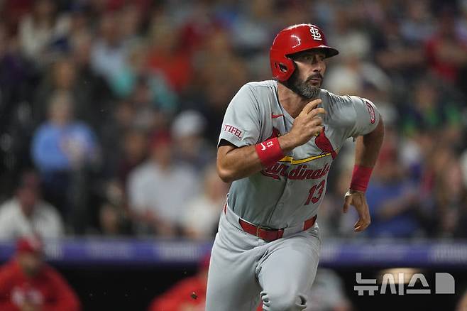 [덴버=AP/뉴시스] 지난해 세인트루이스 카디널스에서 뛰었던 맷 카펜터. 2024.09.25