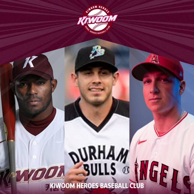 왼쪽부터 야시엘 푸이그, 루벤 카디네스, 케니 로젠버그. /사진=키움 히어로즈 제공