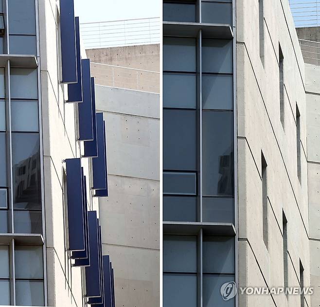 창원NC파크 외장마감재 루버 전체 철거 [연합뉴스 자료사진]