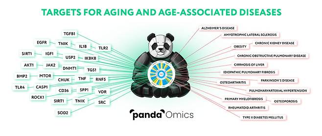 인실리코메디슨이 자사의 AI 플랫폼 판다오믹스로 노화 관련 질병과 관련 유전자를 분석한 결과를 시각화한 자료. 인실리코메디슨 제공