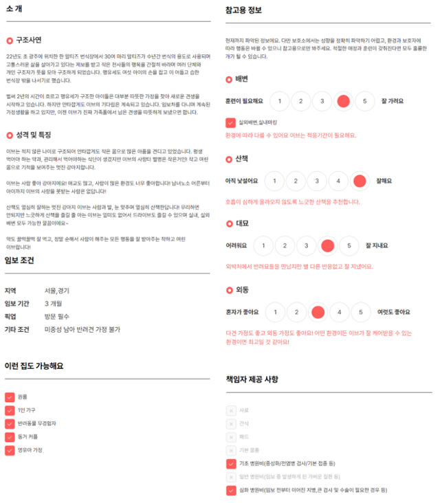 핌피바이러스 홈페이지에 올라온 말티즈 이브의 프로필. 이브는 사람 좋아 강아지이고, 책임자가 기초 병원비와 심화 병원비를 제공한다는 것을 확인할 수 있죠. 핌피바이러스 홈페이지 캡처