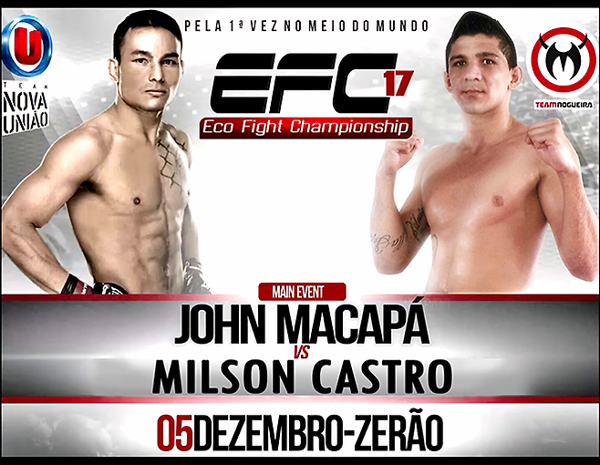 팀 노게이라 소속 미우송 카스트루는 2015년 12월 프로 MMA 3경기 만에 UFC 출신 존 테이셰이라와 1-2 판정패로 접전을 펼쳐 브라질 격투계를 놀라게 했다. 상대 고향인 항구도시 마카파에서 열린 대회라 사실상 원정경기를 대체 선수로 투입되어 치렀다. 사진=Eco Fight