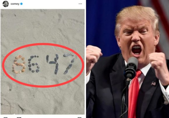 왼쪽은 제임스 코미 전 미국 연방수사국(FBI) 국장이 15일(현지시간) 인스타그램에 올린 사진. 오른쪽은 도널드 트럼프 미국 대통령. 인스타그램 캡처