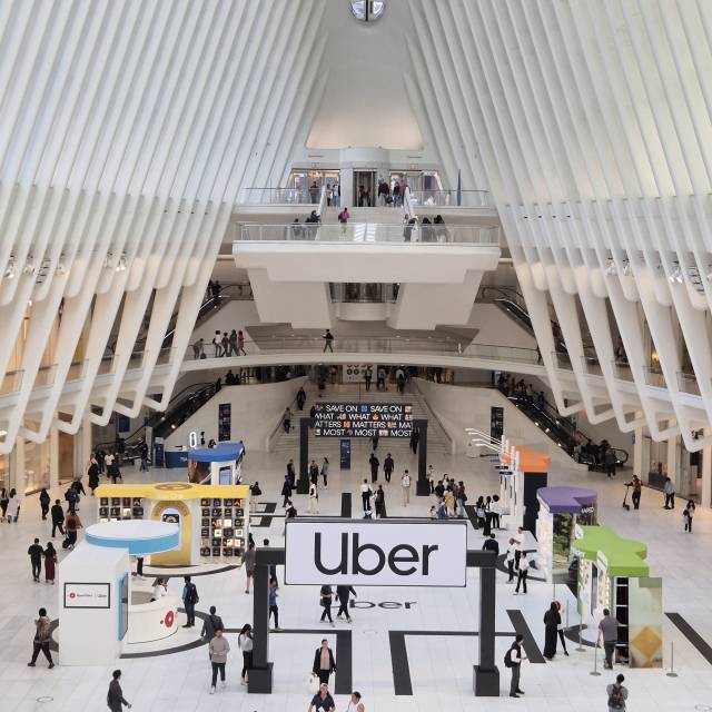 15일(현지시간) 미국 뉴욕 오큘러스에 마련된 우버 신상품 소개 행사장. 뉴욕=김성태 기자