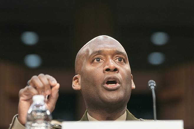 제이비어 브런슨 주한미군사령관이 2024년 9월 17일 워싱턴 미의사당 열린 군사위원회 청문회에서 증언하고 있다. /AP 연합뉴스