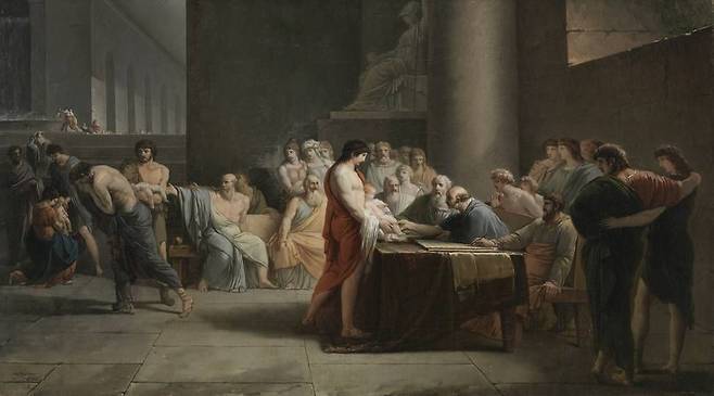 장 피에르 생 투르, 스파르타의 어린이 선발, 1785, 캔버스에 유채, 56x100cm, 바이에른주 회화 컬렉션