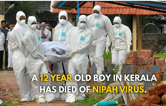 인도 케랄라 주에서 니파 바이러스에 감염된 12세 소년이 사망했다. 인디아 투데이 유튜브 캡처