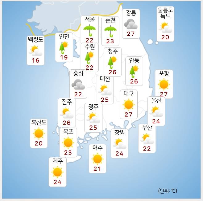 ⓒ기상청: 내일(19일) 오후 날씨