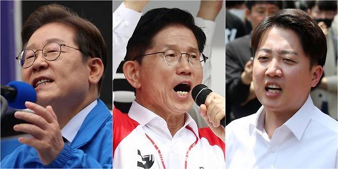 이재명 더불어민주당 대선 후보, 김문수 국민의힘 대선 후보, 이준석 개혁신당 대선 후보(왼쪽부터) ⓒ연합뉴스