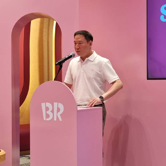 허희수 SPC그룹 부사장이 지난 15일 배스킨라빈스 청담점에서 새로운 브랜드 비전 'I.C.E.T'를 발표했다. [사진=전다윗 기자]