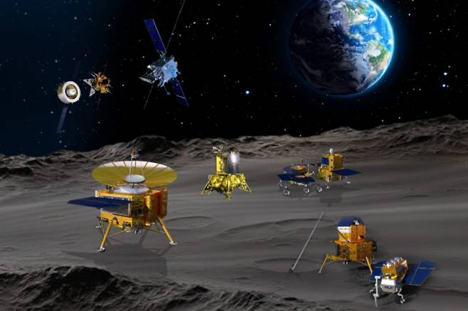 중국과 러시아가 추진 중인 ‘국제 달 연구기지(ILRS)’의 장비를 보여주는 개념도. 지난주 두 나라는 ILRS에 전력을 공급하기 위해 월면에 원자력발전소를 짓기로 합의했다. 중국 국가항천국(CNSA) 제공