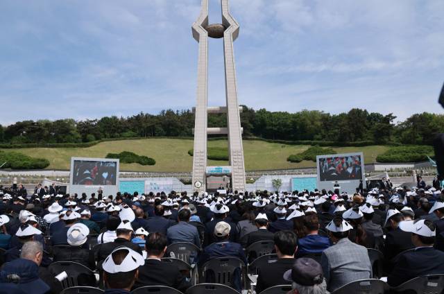 ▲18일 광주광역시 북구 국립 5·18민주묘지에서 5·18민주화운동 45주년 기념식이 열리고 있다. ⓒ연합뉴스