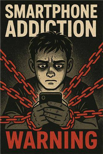스마트폰 중독을 경고하는 챗GPT 이미지 [챗GPT를 사용해 생성한 이미지임. 재판매 및 DB 금지]