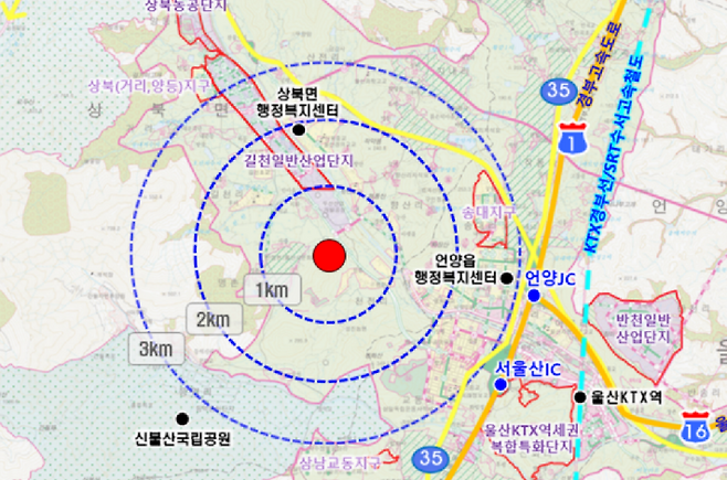 (가칭)상북명촌지구 도시개발사업구역 위치도. 울주군 제공