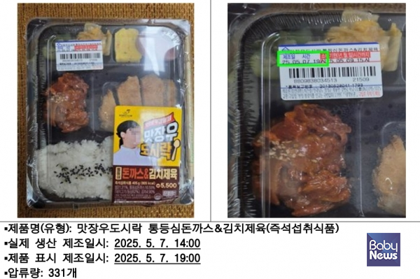 식품제조·가공업체 '(주)현대푸드시스템(전남 장성군 소재)'가 즉석섭취식품인 도시락, 샌드위치, 햄버거의 제조시간을 거짓으로 표시해 적발됐다. ⓒ식품의약품안전처