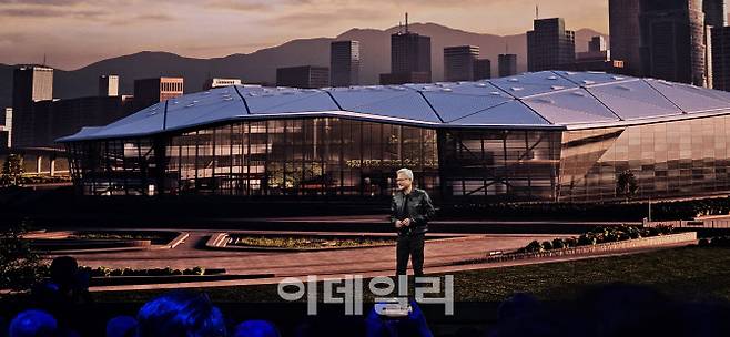 대만 타이베이 베이터우에 들어설 신사옥 ‘엔비디아 별자리’ 프로젝트에 대해 설명하고 있다. (사진=김아름 기자)