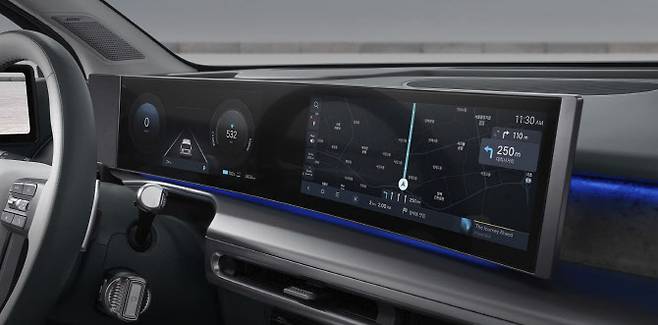 현대차그룹 신규 내비게이션 기능을 적용한 차량 인포테인먼트. (사진=HMG저널)