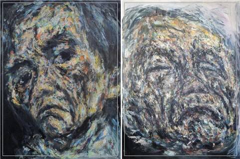 (왼쪽부터) ①권순철, 나, 72,5x90,5cm, 유화, 2018 ②고뇌, 194x260cm, 유화, 2006-2010, 아트센터쿠 제공