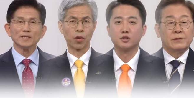 (왼쪽부터)김문수 후보, 권영국 후보, 아준석 후보, 이재명 후보.